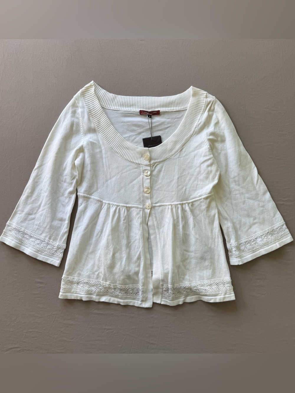 Y2K Era Linda Mathews Scoop Neck Babydoll Cardigan